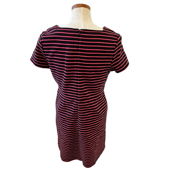 Talbots Ponte knit Work Dress Navy Blue Stripe 12P - Picture 5 of 7